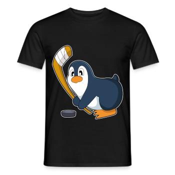 Pinguin Eishockey Eishockeyschläger - Männer T-Shirt - Schwarz - Vorne - AI Model Male 178 light (178cm)