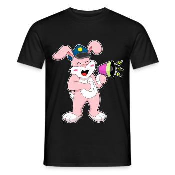 Hase Polizist Mikrofon Polizei - Männer T-Shirt - Schwarz - Vorne - AI Model Male 178 light (178cm)