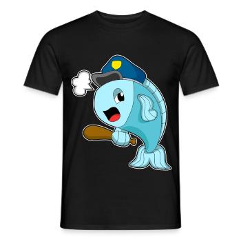 Police de la Pêche de la Police de la Bâton - T-shirt homme - noir - Devant - AI Model Male 178 light (178cm)
