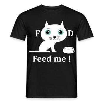 Cute White Cat - Men's T-Shirt - black - Front - AI Model Male 178 light (178cm)