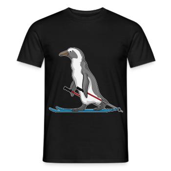 Pinguin Skifahrer Ski - Männer T-Shirt - Schwarz - Vorne - AI Model Male 178 light (178cm)