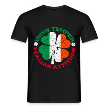 Irish Temper Italian Attitude Shirt Patrick's Day - Men's T-Shirt - black - Front - AI Model Male 178 light (178cm)