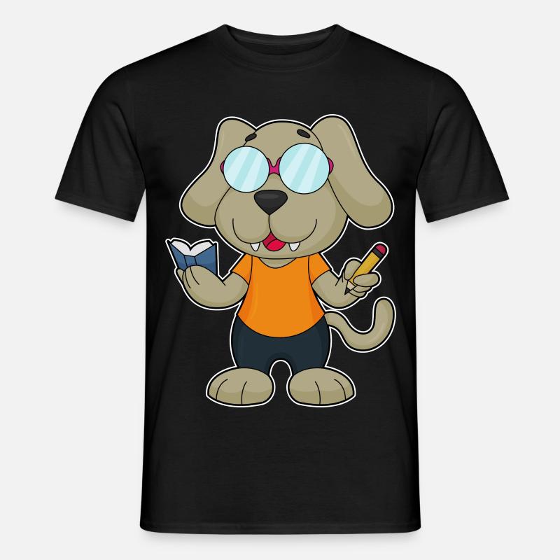 Hund Nerd Buch Brille - Männer T-Shirt - Schwarz