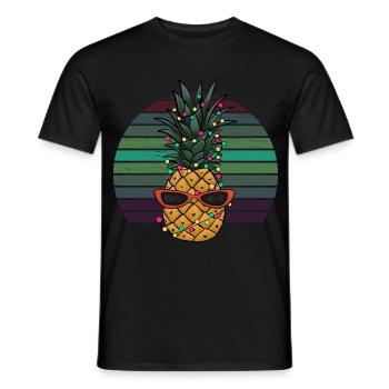 Retro Pineapple String of Lights Christmas Gift - Men's T-Shirt - black - Front - AI Model Male 178 light (178cm)