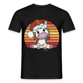 Weihnachtseinhorn Einhorn Einhornpyjama Geschenk - Männer T-Shirt - Schwarz - Vorne - AI Model Male 178 light (178cm)