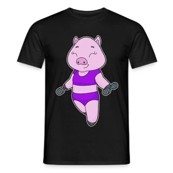 Schwein Bodybuilder Hantel Bodybuilding - Männer T-Shirt - Schwarz - Vorne - AI Model Male 178 light (178cm)