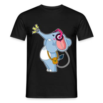 Musique casque Elephant - T-shirt homme - noir - Devant - AI Model Male 178 light (178cm)
