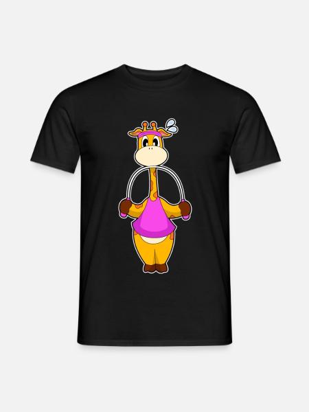 Giraffe Seilspringen Springseil Fitness - Männer T-Shirt - Schwarz