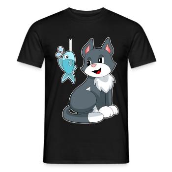 Cat Angler Fish Fishing - Men's T-Shirt - black - Front - AI Model Male 178 light (178cm)