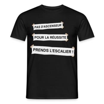 Pas d'ascenseur pour la réussite - T-shirt homme - noir - Devant - AI Model Male 178 light (178cm)