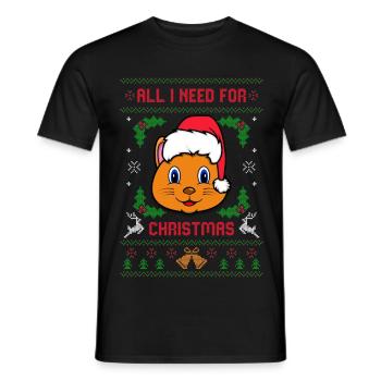 Tout ce dont j’ai besoin pour Noël est mon chat Noël moche - T-shirt homme - noir - Devant - AI Model Male 178 light (178cm)