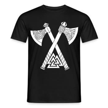 Axes and white Viking symbol - Men's T-Shirt - black - Front - AI Model Male 178 light (178cm)