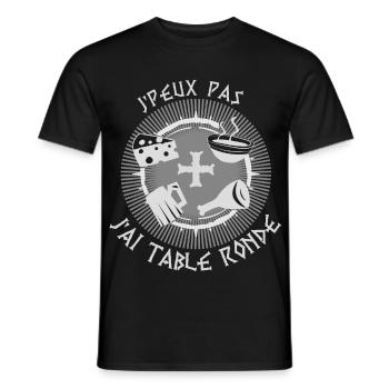 je peux pas j'ai table ronde, humour médiéval - T-shirt homme - noir - Devant - AI Model Male 178 light (178cm)