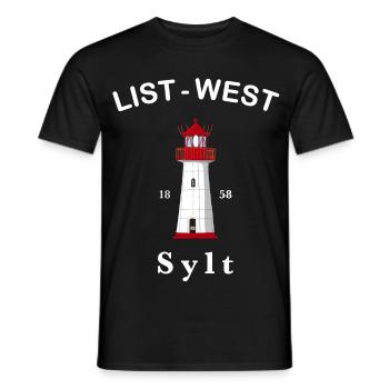 Sylt, Iconic lighthouse List-West, North Sea - Men's T-Shirt - black - Front - AI Model Male 178 light (178cm)