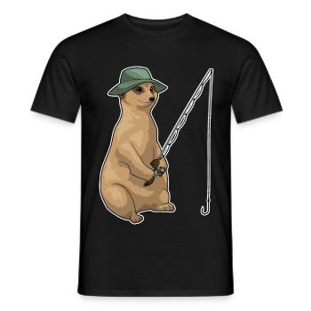 Canne à pêche pour le pêcheur de suricate Canne à pêche - T-shirt homme - noir - Devant - AI Model Male 178 light (178cm)