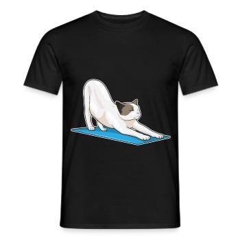 Cat Yoga Fitness Meditation - Men's T-Shirt - black - Front - AI Model Male 178 light (178cm)