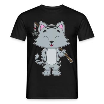 Canne à pêche Cat Angler Canne à pêche - T-shirt homme - noir - Devant - AI Model Male 178 light (178cm)