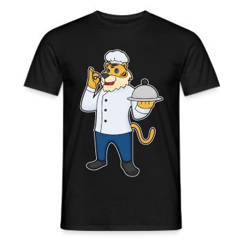 Cuisinier tigre servant la cuisine de cloches - T-shirt homme - noir - Devant - AI Model Male 178 light (178cm)