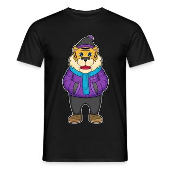 Tiger Winter Scarf Hat - Men's T-Shirt - black - Front - AI Model Male 178 light (178cm)