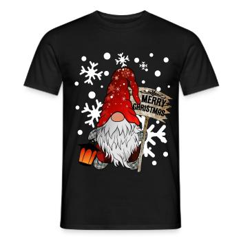 Weihnachts Zwerg Christmas Gnome mit Schneeflocken - Männer T-Shirt - Schwarz - Vorne - AI Model Male 178 light (178cm)
