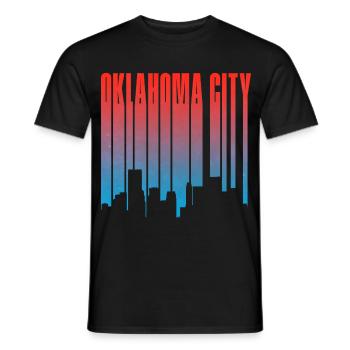 Oklahoma City Skyline Gradient - Men's T-Shirt - black - Front - AI Model Male 178 light (178cm)