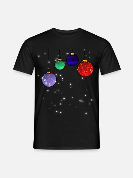 Christbaumkugeln mit Schneeflocken - Männer T-Shirt - Schwarz
