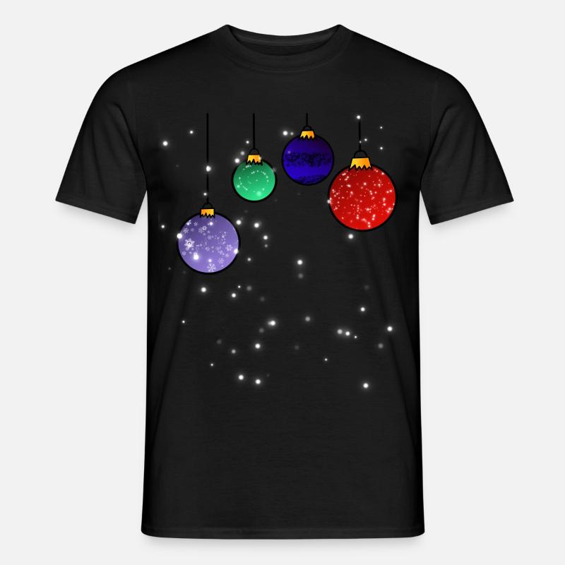 Christbaumkugeln mit Schneeflocken - Männer T-Shirt - Schwarz