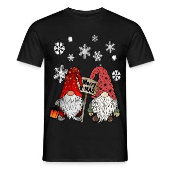 Gnom Weihnachts Wichtel mit Schneeflocken - Männer T-Shirt - Schwarz - Vorne - AI Model Male 178 light (178cm)