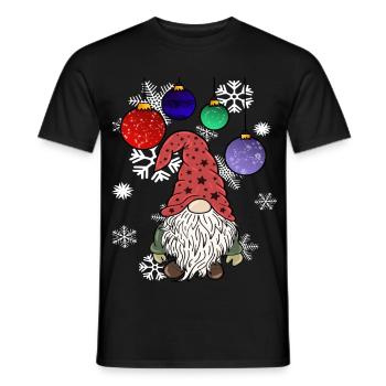 Gnome Weihnachts Wichtel mit Schneeflocken - Männer T-Shirt - Schwarz - Vorne - AI Model Male 178 light (178cm)