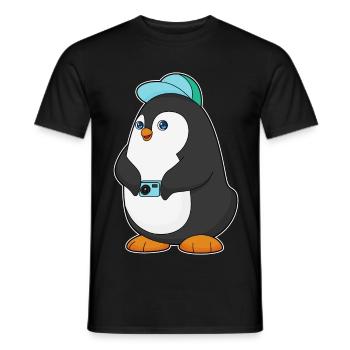 Photographe Penguin Appareil photo - T-shirt homme - noir - Devant - AI Model Male 178 light (178cm)