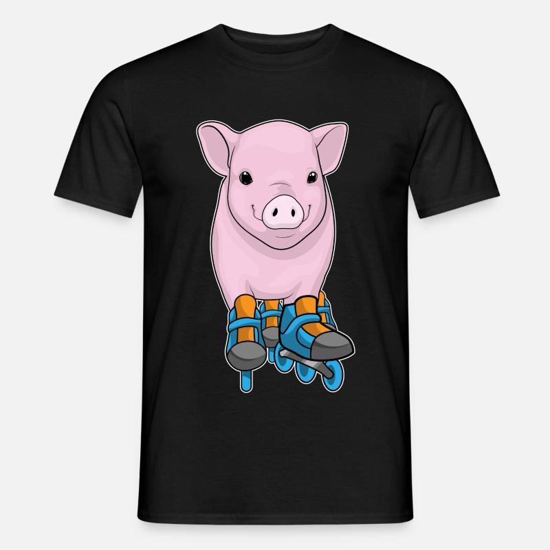 Schwein Inline skating Inline skates - Männer T-Shirt - Schwarz