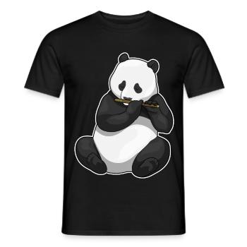 Panda Musiker Flöte Musik - Männer T-Shirt - Schwarz - Vorne - AI Model Male 178 light (178cm)