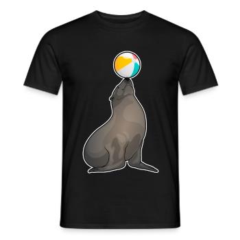 Seehund Schwimmen Wasserball Sommer - Männer T-Shirt - Schwarz - Vorne - AI Model Male 178 light (178cm)