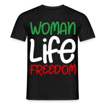Woman Life Freedom Iran Frauen Frau Frauenrechte - Männer T-Shirt - Schwarz - Vorne - AI Model Male 178 light (178cm)