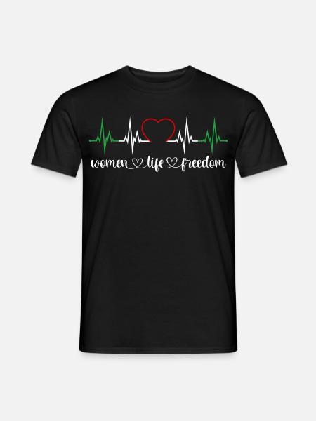 Women Life Freedom Herzschlag Iran Frauenrechte - Männer T-Shirt - Schwarz