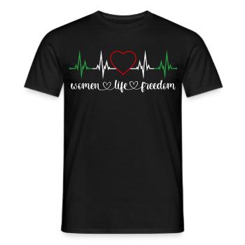 Women Life Freedom Heartbeat Women's Rights Iran - Men's T-Shirt - black - Front - AI Model Male 178 light (178cm)