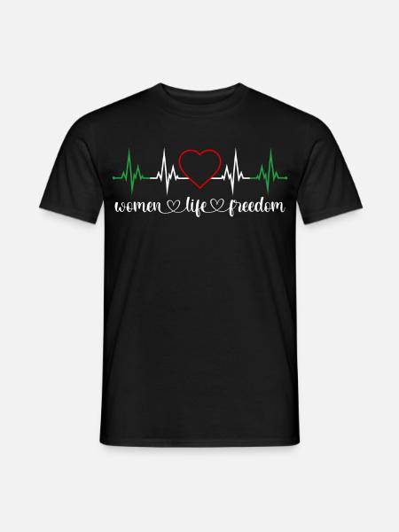 Women Life Freedom Herzschlag Frauenrechte Iran - Männer T-Shirt - Schwarz