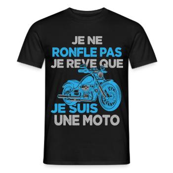 Je Ne Ronfle Pas Je Rêve Que Je Suis Une Moto - T-shirt homme - noir - Devant - AI Model Male 178 light (178cm)