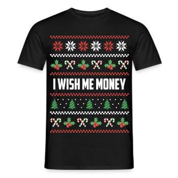 Je veux de l’argent pour Noël - T-shirt homme - noir - Devant - AI Model Male 178 light (178cm)