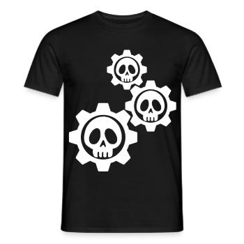 White skulls and gears - Men's T-Shirt - black - Front - AI Model Male 178 light (178cm)