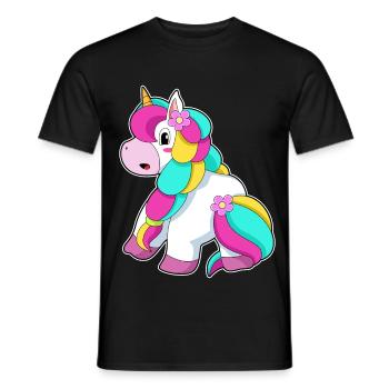 Unicorn Flower - Men's T-Shirt - black - Front - AI Model Male 178 light (178cm)