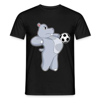 Hippopotamus Soccer Player Soccer - Men's T-Shirt - black - Front - AI Model Male 178 light (178cm)