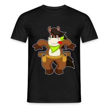 Cheval Cowboy Pistolet - T-shirt homme - noir - Devant - AI Model Male 178 light (178cm)