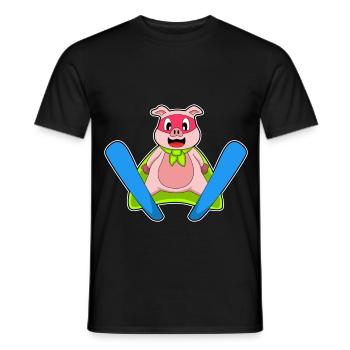 Cochon Sauteur à Ski - T-shirt homme - noir - Devant - AI Model Male 178 light (178cm)