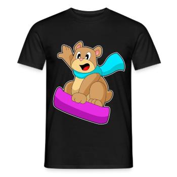 Bear Snowboarder Snowboard - Men's T-Shirt - black - Front - AI Model Male 178 light (178cm)