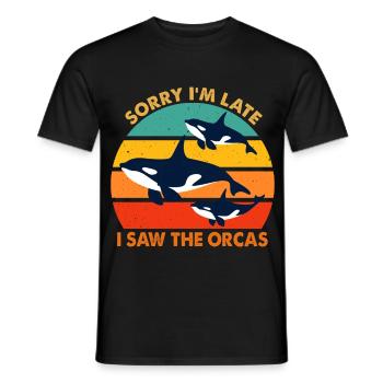 Désolé d’être en retard, j’ai vu les amoureux des orques - T-shirt homme - noir - Devant - AI Model Male 178 light (178cm)
