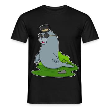 Seal Gentleman Top Hat - Men's T-Shirt - black - Front - AI Model Male 178 light (178cm)