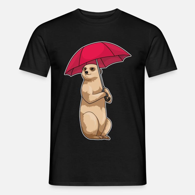 Erdmännchen Regenschirm - Männer T-Shirt - Schwarz