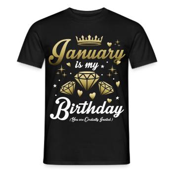 Janvier Anniversaire Enfant - T-shirt homme - noir - Devant - AI Model Male 178 light (178cm)