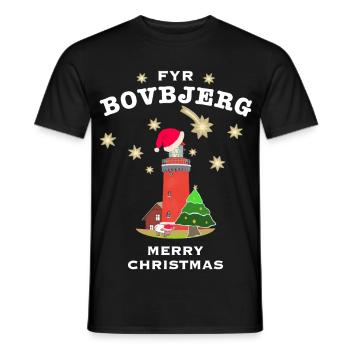 Noël Danemark, phare Bovbjerg - T-shirt homme - noir - Devant - AI Model Male 178 light (178cm)
